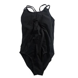 Daydance Bodysuit Womens Large Black Strappy Lined Dance Leotard Stretch